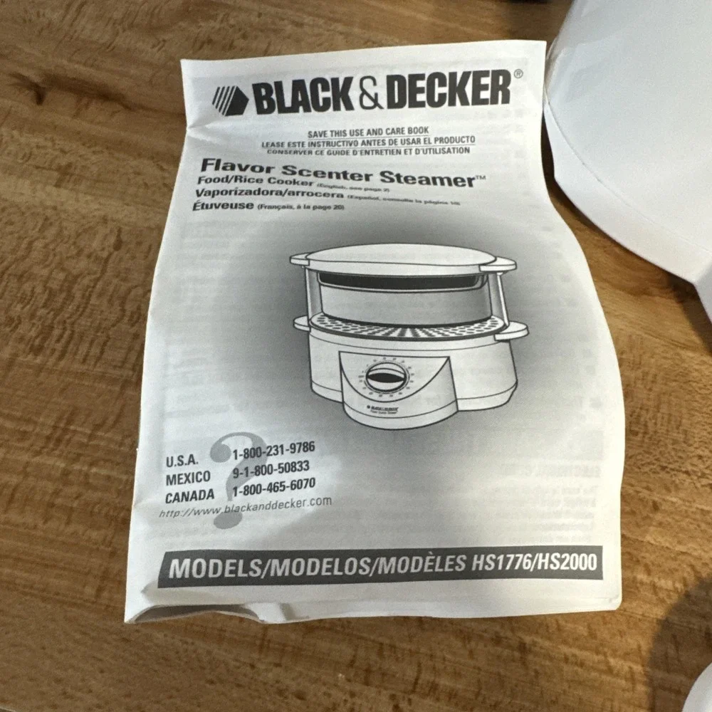 Black & Decker Flavor Scenter Steamer HS2000 Vegetable Rice Cooker Deluxe Works